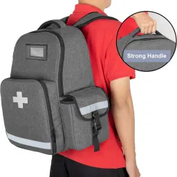 Emergency Medical Backpack Empty, First Responder EMT Bag for EMS, Camping, Hiking, Home Health, Field Trips - Grey (Bag Only) image 5