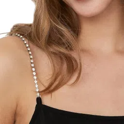 trendytrolley Crystal Diamond Pearl Bra Straps for Women | Adjustable, Stylish & Detachable Decorative Straps for Dresses, Blouses | Premium Decorative Fashion Straps image 1