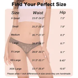 sunm boutique 6 Pack Womens Underwear Invisible Seamless Bikini Lace Underwear Half Back Coverage Panties (Black, Medium) image 5