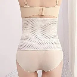 doville Air Breath Tummy Grip Belt Waist Trainer Trimmer and Slimming Corset 3 Hooks Row Girdle with Wire Support Low Range Comfort Shapewear for Women Free Size Best for (28 to 34 Waist) Beige image 3
