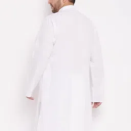 vastramay plus Men's Cotton Kurta || Plus Size Classic White Cotton Kurta || Elegant For Holi & EID Celebration image 2