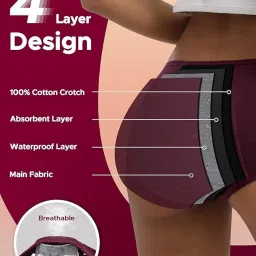 diving deep Women's Hipster Period Panty Leak Proof Period Underwear for Medium to Heavy Flow Reusable for 3Year Panties for Women No Pad Required Pack of 2 image 2