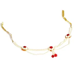 sanvatsar Fabric 2 Colour Gold Jewellery Set for Girls & Women (White) image 3