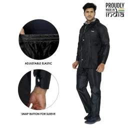 the clownfish Men's Polyester Waterproof Standard Length Raincoat Double Coating Reversible Rain Suit With Hood & Inner Mobile Pocket, Set Of Top And Bottom. image 5