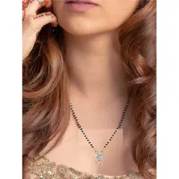 navmav Mangalsutra Single Line Chain Indian Bollywood Wedding Bridal Traditional Mangal Sutra Black Beads Golden Chain Tanmaniya set Nallapusalu set for Women 1pcs image 3