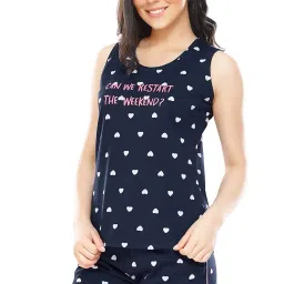 zeyo Women's Cotton Heart Printed Relaxed Night Suit Set Of Top & Shorts 5221 image 3