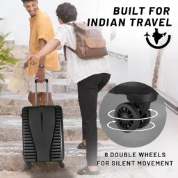 aristocrat Airpro 66 cms Medium Check-in Polypropylene Hardsided 8 Wheels Luggage/Suitcase/Trolley Bag- Black | 7-Year Warranty image 2