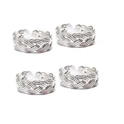 fashion accessories White Sterling Silver Plated Plain Double Layer Toe Ring Jewelry for Women Set of 2 Pcs image 3