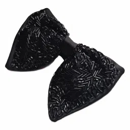 voici Men's Velvet oversized Bow Tie and Pocket Square Black Color Free Size best for Tuxedo dinner jackets image 2