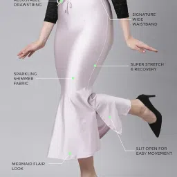 twin birds Solid Coloured Silky Soft Stretchable Nylon Elastane/Shimmer Fabric Saree Shaper/Shapewear/Saree Silhouette for Women image 1