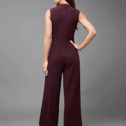 miss chase Women's Sleeveless Solid Asymmetric Neck Cut-Out Regular Length Jumpsuit with Pockets image 2