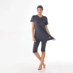 eo elif okur Islamic Short Sleeve Swimsuits for Women Modest Muslim 4 PCS | Full Cover Rash Guard Burkini | Arabic Swimwear image 4