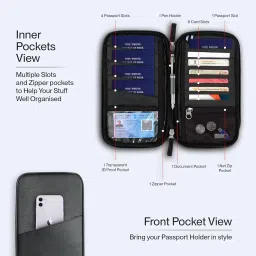 crivon Women Polyester® Passport Holder, Travel Passport Wallet, Passport Cover and Family - Document Organizer (CR-Black) image 1