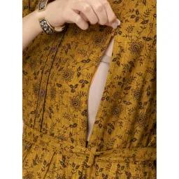 cee 18 Cotton Rayon A-Line Flaired Maternity Feeding Kurti for Women with Zippers | Maternity Dress in Breathable Fabric for Pre and Post Pregnancy & Nursing for Mom - (X-Large, Brown) image 5