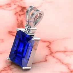 akshita gems Blue Sapphire Stone Pendant Locket Silver Plated 14.00 Carat Unheated and Untreated Neelam Natural Ceylon Gemstone for Men and Women image 2