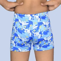 aqua holic Spandex Regular Fit Printed Short for Boys | Comfortable Shorts | Adjustable, Quick Drying Shorts for Swimming, Beach, Waterpark (Blue Shark 1) image 3
