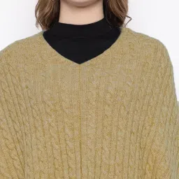 513 Girls Womens Acrylic Plain Solid Winter Wear Knitted Cardigan Poncho Camel image 3