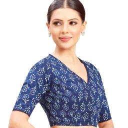 studio shringaar Women's Cotton Floral Elbow Length Sleeves Regular Fit Blouse image 3