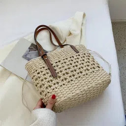 velura SYDL Straw Handbag Summer Tote Casual Bucket Vacation Purse Women Woven Bag Pouch|1 Woven Bag|Clothing, Shoes & Accessories image 2