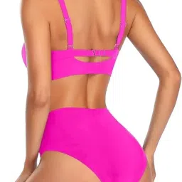 dream x fashion Women Two Piece Swimsuits High Waisted Bikini Set Tummy Control Full Coverage Ruched Tie Knot Bathing Suits image 1