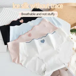 rouxous Women's & Girl's Regular Wear No Show Laser Cut Seamless Hipster ice Silk Panties Pack of 3 Random Color,(Sizes M to XL) image 4