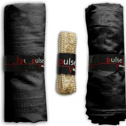 Pulse Weaves Men's Unstitched Ethnic Kurta Fabric Set, Poly Raw Silk with Santun Silk, 3 Meters, Black, Up to 5XL image 4