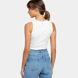 glito Glito® Women's Super Combed Wool Blend Fabric Slim Fit Round Neck Solid Inner Tank Top | Slim Fit Tank Tops | Regular Fit Tank Top for Women | Crop Tank Regular Fit Top for Women's (White - TP34) image 2