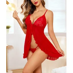 xs and os Women's Lace & net Floral Above knee Babydoll Lingerie image 2