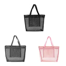 enakshi (label) Mesh Beach Bag with Zipper Large Capacity with Top Handles Swimming Pool Bag Black|Clothing, Shoes & Accessories | Womens Handbags & Bags image 2
