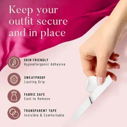 knoxita Pack of 2 Double Sided Tape for Clothes (72 Strip) Fashion Dressing Tape/Invisible Double-sided Body sticker, Clothing Bra Strip, Bikini Tape for Women, Body Stickers For Women Transparent image 4