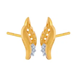 p.c. chandra jewellers 14k (585) Yellow Gold and American Diamond Stud Earrings for Women - 0.96 Grams image 2
