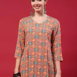 shree the indian avatar Shree Women Pink Geometric Print Tunic image 4