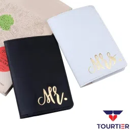 tourtier Mr. and Mrs. Passport Covers, Passport Holder and Organizer Slots for Honeymoon Couples Wedding Gift (Black and White) image 5