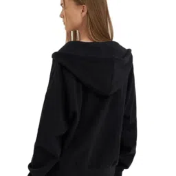drobe Plain Solid Cotton Relaxed Fit Hooded Neck Full Sleeve Casual Zipper for Women image 3