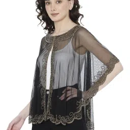 matelco Women's Long Poncho With Beads Embroidery image 1