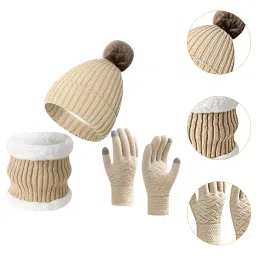 club bollywood The Style SutraWinter Hat Scarf Gloves Set Winter Cap Neck Warmer for Running Skiing Hiking Beige|Clothing, Shoes & Accessories | Womens Accessories | Hats image 4