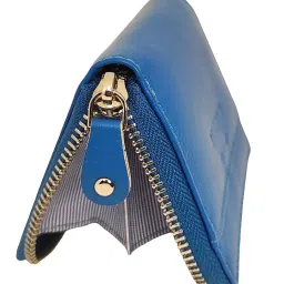 nunati Zip Wallet for Women's | Genuine Leather | Blue | Holds 6 Card Slots | Classic Slim Women Wallet Gift for Women's image 5