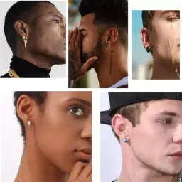 krystalz Combo Of Mens Stainless Steel Clip on Stud Earrings For Mens And Boys (Pack Of 2 Pieces) image 4