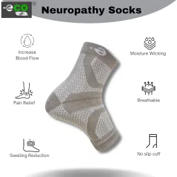 ecosync Open Toe Bamboo Cotton Compression Socks | Women & Men | Nano Compression Socks for Neuropathy | Skin-white | Plantar Fasciitis Relief | Arch Support | Ankle & Foot Swelling | Heel Pain image 1