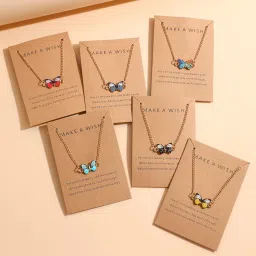 shining diva fashion 6 Pcs Latest Stylish Butterfly Jewellery Necklace Set for Women Pendant Necklace Gifts for Girls (rrsd15848np) image 3