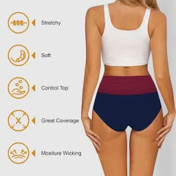 pepperika Women's Cotton High Waist Tummy Tucker Control Underwear Moderate Compression Postpartum Hipster Panties Combo Post Pregnancy Support image 4