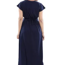 fabme Women's Hosiery, Nursing, Feeding, Maternity Long Nighty - Zip Opening at Bust - Before and After Baby Multipurpose Nighty image 4