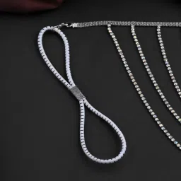 vama FASHIONS Silver Rhinestone Thigh Chain Boho Layered Crystal Beach Tassel Leg Chains Nightclub Body Jewellery For Women Girls image 5