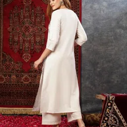 gosriki Women's Cotton Blend Straight Printed Kurta with Pant image 1