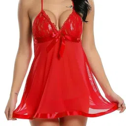 unitrust Combo Pack: Sexy Women's Babydoll Nightdress + Lace Bra Panty Lingerie Set image 1