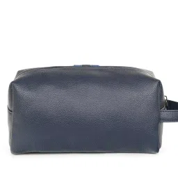 Kenneth Cole Unisex Toiletry Bag | Animal Print Textured Faux Leather | Vegan Dopp Kit with Side Handle | Men's & Women's Stylish Travel Pouch for Grooming Essentials | Navy Blue image 3