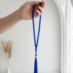 Crystal Mala Prayer Beads, 108 Beads, Royal Blue with Tassel, Traditional Buddhist Meditation Necklace image 3