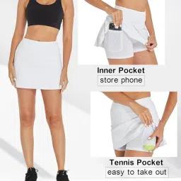 cityoung Women's Athletic Pleated Golf Skirt with Shorts Pockets Running Tennis Workout Skorts image 3