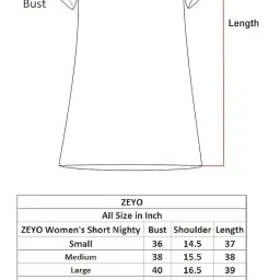 zeyo Women's Cotton Night Dress Dot Printed Knee Length Night Gown 5323 image 5