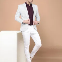 crimsoune club Men Cream Pin-Stripe Blazer image 5